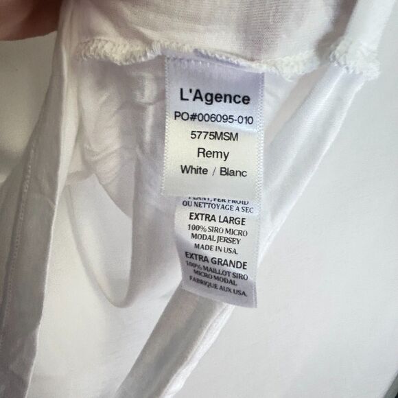 L'AGENCE NWT Remy White Modal Crewneck Short Sleeve T-Shirt Size XL - Picture 9 of 12